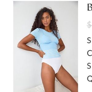 Free People BABY RIB TEE in sky/ciel